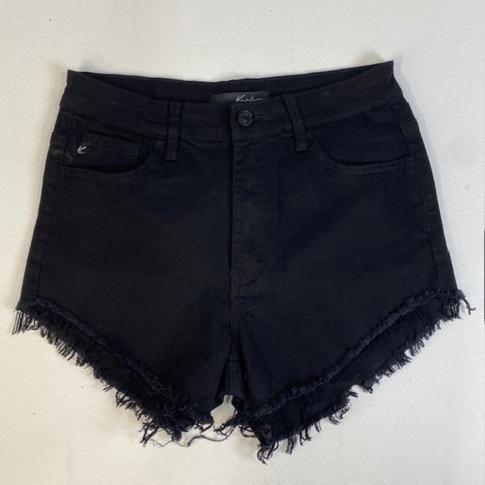 KanCan Womens Size 9/28 Black Denim Frayed Hem High‎ Rise Shorts
